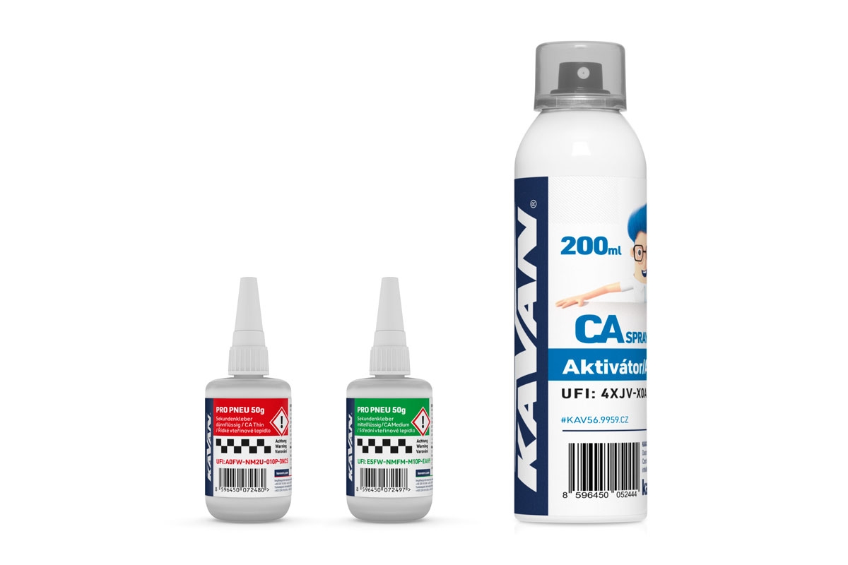 KAVAN PNEU közepes és vékony pillanatragasztó 50g + Kavan aktivátor CA 200ml