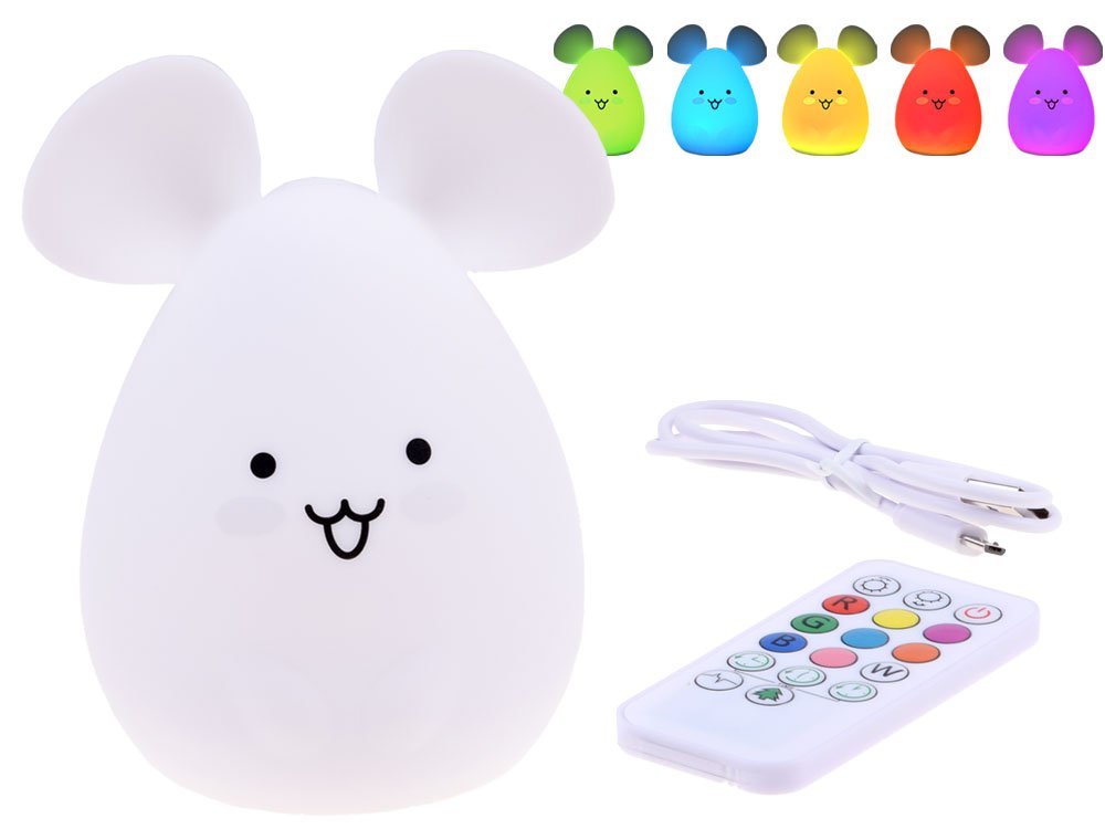 Egér szilikon LED éjjeli lámpa + távirányító