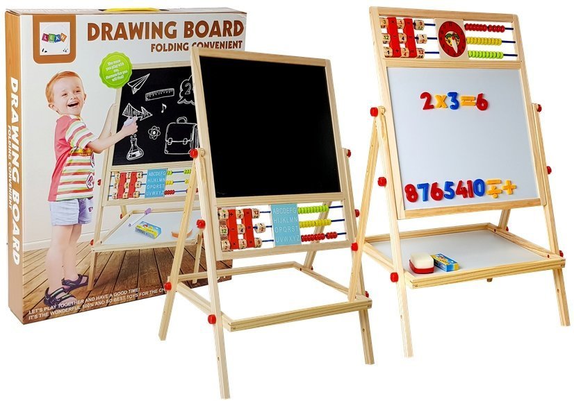 Fából készült 2 az 1-ben mágneses krétatábla + számok