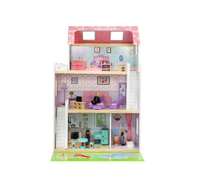 Babaház kiegészítőkkel + Babák, 86 cm