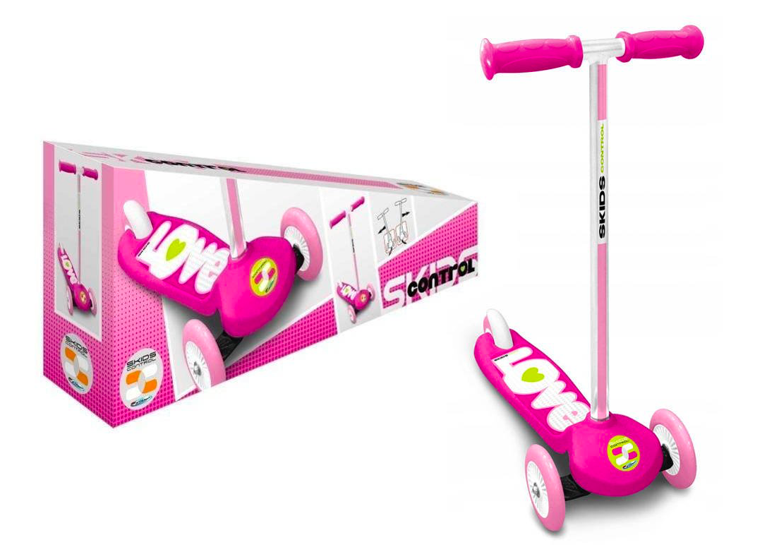 Rózsaszín 3 kerekű roller, LOVE felirattal