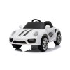 Gyermek elektromos autó fehér színben: távirányítóval, LED, 3 sebesség, fék, biztonsági övek