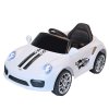 Gyermek elektromos autó fehér színben: távirányítóval, LED, 3 sebesség, fék, biztonsági övek