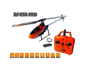 DF-250 PRO jednorotorový 4ch heli s barometrom, FLYBARLESS, AUTO štart / pristátie, RTF