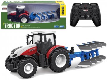 RC diaľkovo ovládaný traktor 2,4Ghz s modrým pluhom