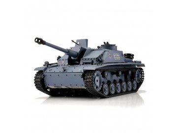 TORRO tank 1/16 RC Sturmgeschütz III, provedení G, šedá kamufláž-BB Airsoft (kovové pásy)