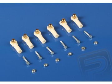 2405 Kulový čep V1, pr.4mm, M2/1,6 Dlouhý Bílý 6ks