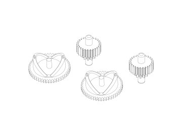 Turbo Racing Převody zvedacího mechanizmu C50 2 + 2 ks