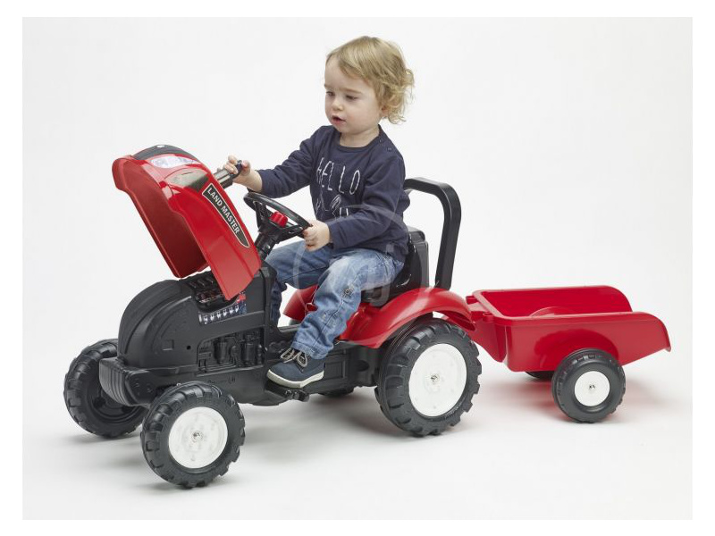 Falk FALK - Šlapací traktor Land Master s vlečkou červený FA-3081AD