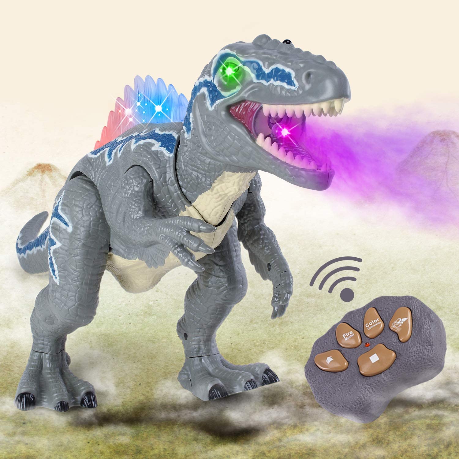 Dinosaurus Velociraptor chŕliaci farebnú paru