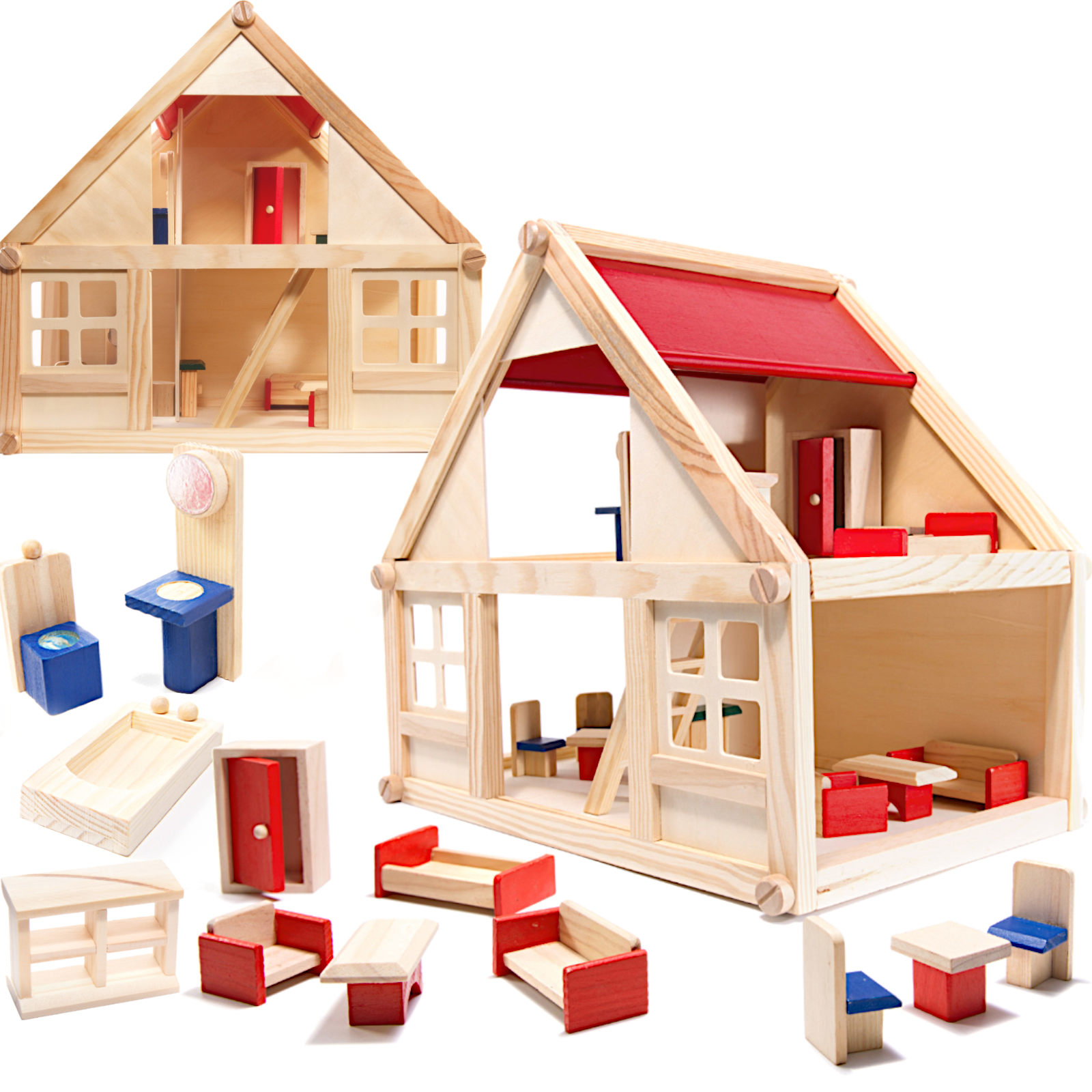 Drevený domček s doplnkami montessori 40cm