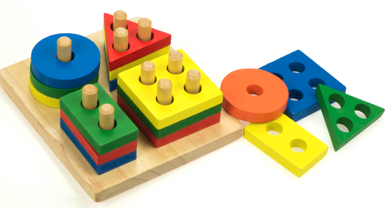 Drevené triediace puzzle so 4 vežami