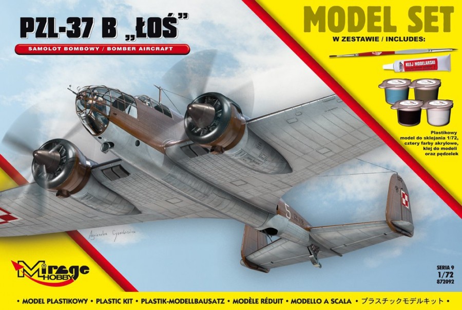 Mirage MIRAGE: Plastikový model  PZL-37B "ŁOŚ" poľské bombardovacie lietadlo 1:72