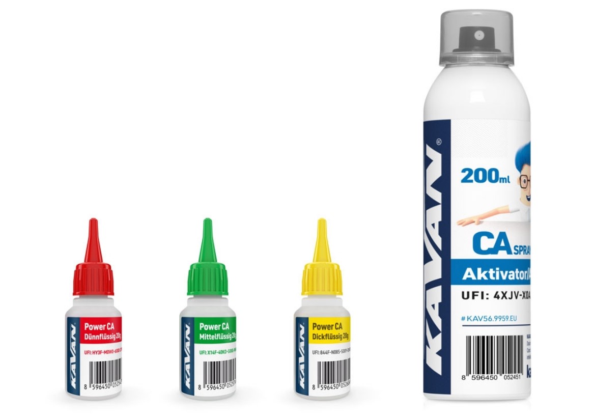 KAVAN POWER CA PACK sekundové lepidlo 3x20g (R,S,H) + aktivátor 200ml (DE)