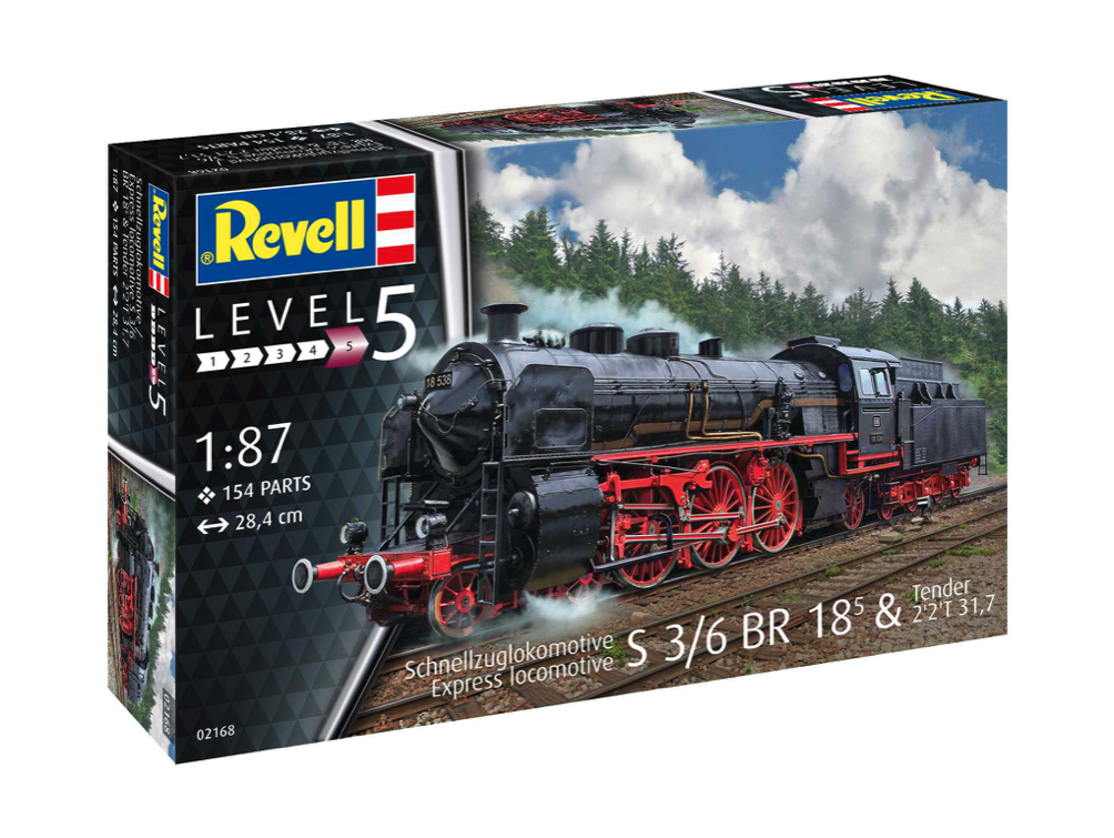 Revell ModelKit lokomotíva Express locomotive S3/6 BR18(5) s tendrom 2‘2’T (1:87)