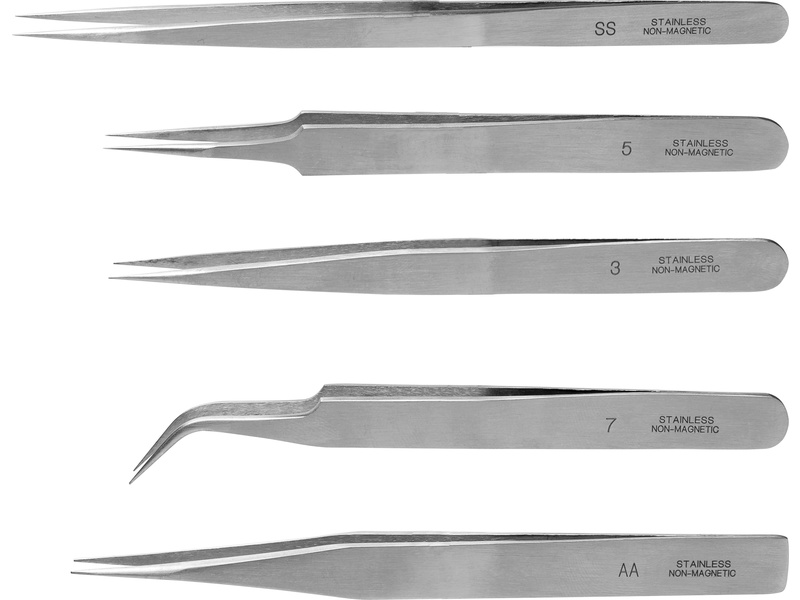 Shesto Pinzeta z nehrdzavejúcej ocele Modelcraft (sada 5 kusov)