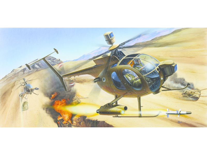 Academy Hughes 500D vlečná helikoptéra (1:48)