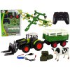 RC traktor na diaľkové ovládanie 2,4Ghz s hrablami a prívesom