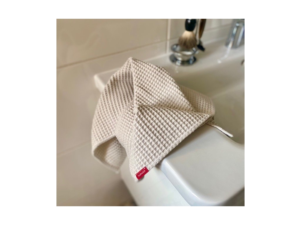 Bavlněný ručník/osuška s vaflovým vzorem - Šedo béžová (Natural)