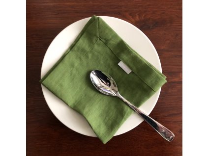 Lněný jídelní ubrousek - 100% len - Zelená (Green Moss) - gramáž 185g/m2