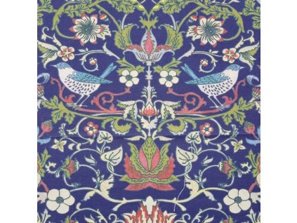 11903 2 floralni motiv kvety a ptacci na modre