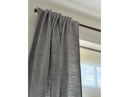 Aesthetic - Lněný závěs - Šedá melange - vyšší opacita, gramáž 420g/m2