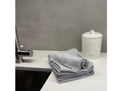 Lněná utěrka SET 5+1 ZDARMA - Světle šedá (Grey)