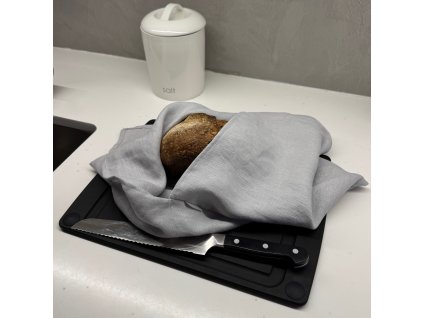 Lněný vak na pečivo zavazovací - Světle šedá (Grey)