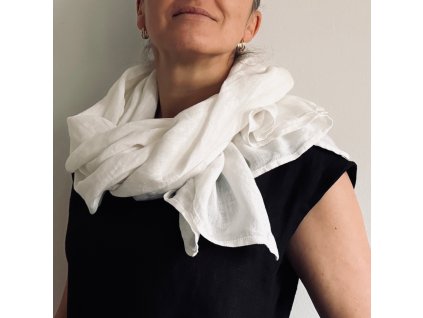 Lněný šál 70x200 cm 100% len, 150g/m2 - Bílá