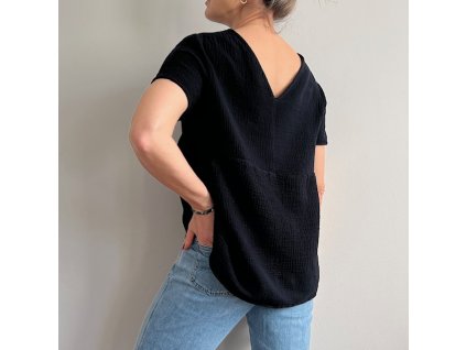 Mušelínová halenka - Černá