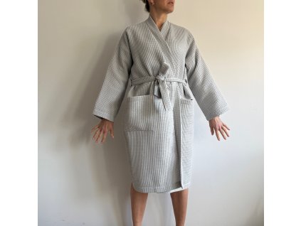 Vaflový župan UNI -  Světle šedá