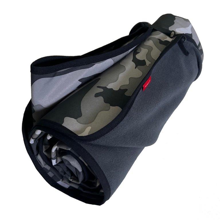 Softshellová outdoorová deka - universální - Grey maskáč s černým lemem Rozměr mix: 100x150 cm - malá