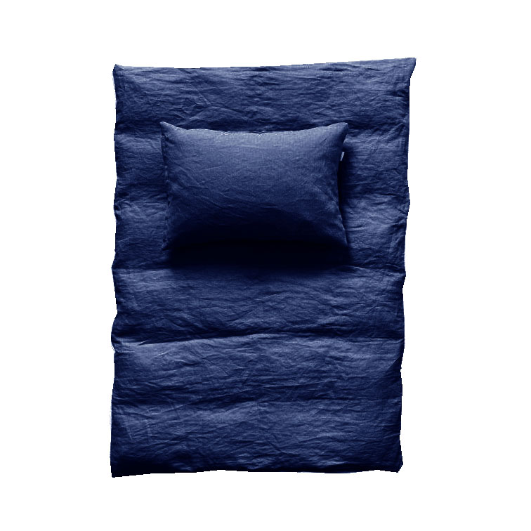 Dětské lněné povlečení - 100% len - Modrá tmavá (Deep blue) Rozměr mix: 100x135, 40x60 cm