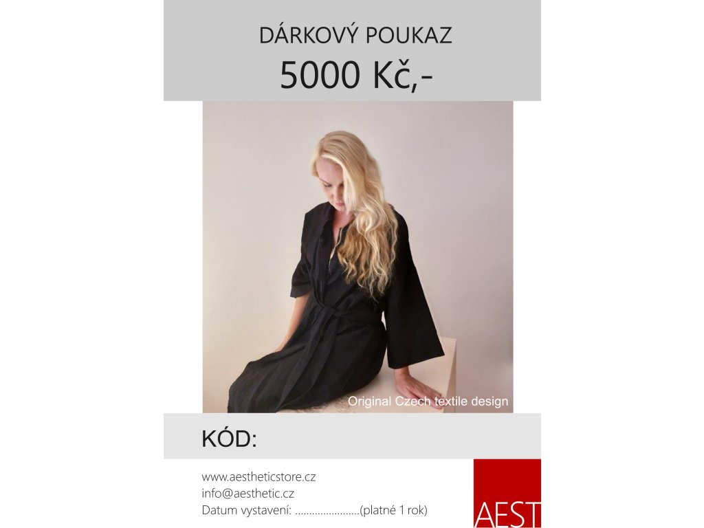 Elektronický dárkový poukaz - slowfashion Hodnota: 5000 KČ