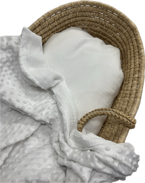 Hnízdo pro miminko péřové-podložka - bavlněný mušelín - bílá