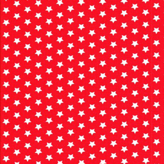 Bavlněné plátno - Star bílá na červené