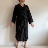Lněný oversized plášť/ župan s kapucí UNISEX - Černá