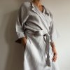 Lněný dámský župan UNI - Světle šedá