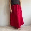 Lněná sukně s kapsami dlouhá - Červená