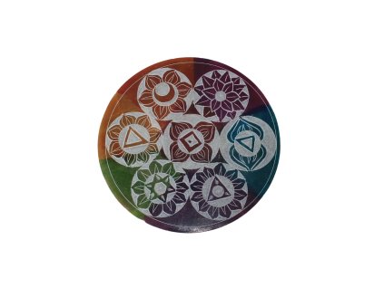 Smaltový stojan 7 čaker – harmonizační dekorace pro meditaci a energii