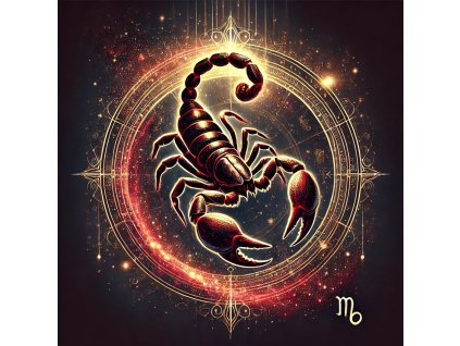 Rituální balíček pro znamení Štíra – mystický obrázek s astrologickým symbolem Štíra, energií transformace a hluboké intuice. Ideální pro úplněk a novoluní.