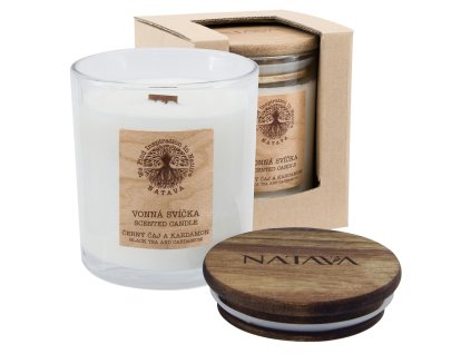 Ručně vyráběná česká sójová svíčka s vůní černého čaje a kardamomu – luxusní aromaterapie
