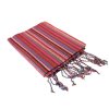 Lehký bavlněný boho šátek s červeným pruhovaným motivem