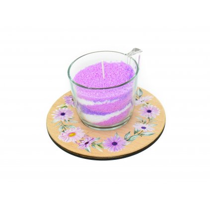 Sypaná svíčka s podtáckem - vůně levandule