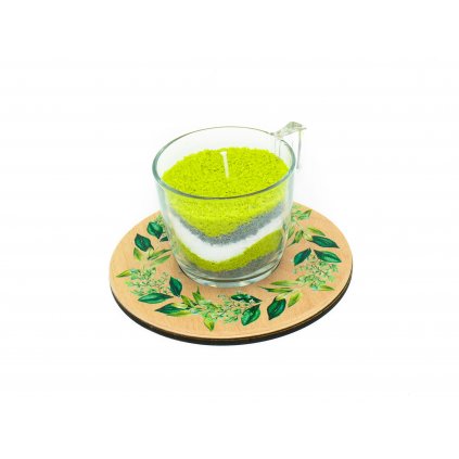 Sypaná svíčka s podtáckem - vůně meloun a okurka