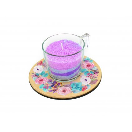 Sypaná svíčka s podtáckem - vůně oceán