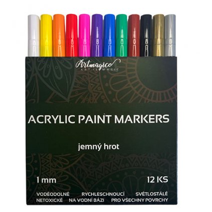 Artmagico akrylové fixy s jemným hrotem 12 pcs