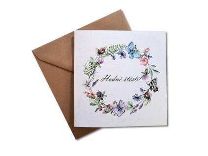 přání s věncem z lučního kvítí