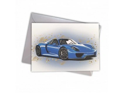 přání sporťák auto modré