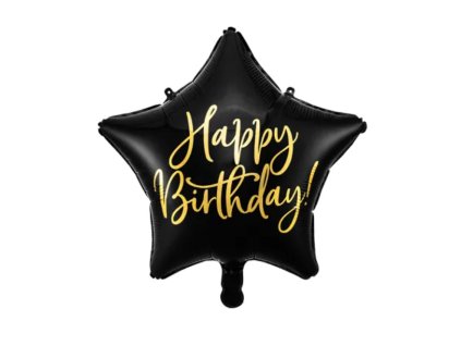 balonek happy birthday hvezda cerna foliovy produkt